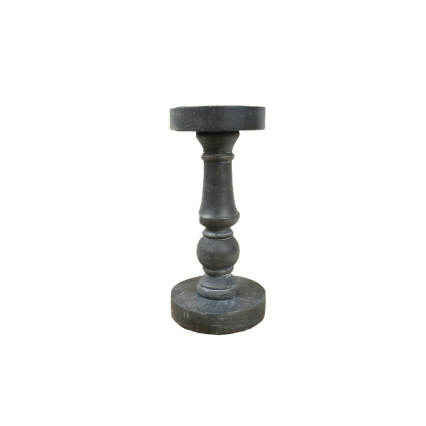 9" Distressed Charcoal Grey Wooden Candle Holder