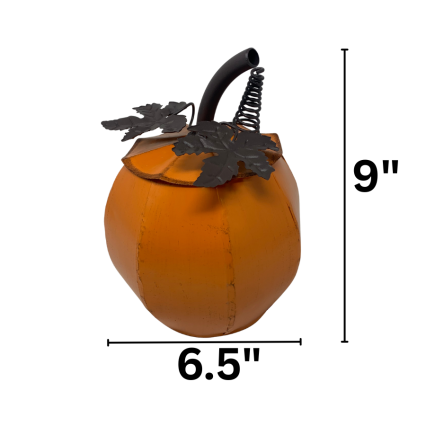 9" Harvest Metal Pumpkin W/Lid - Small