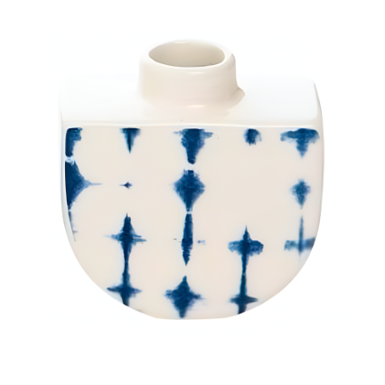 2.5" U-Shaped Blue & White Bud Vase