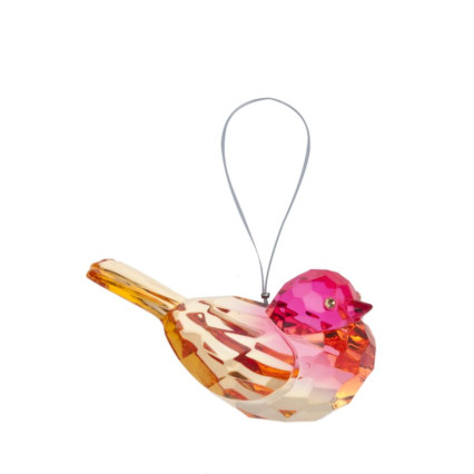 Crystal Hanging Bird Ornament - Red/Peach
