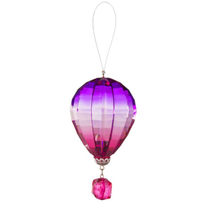 Crystal Hot Air Balloon Ornament - Purple/Pink