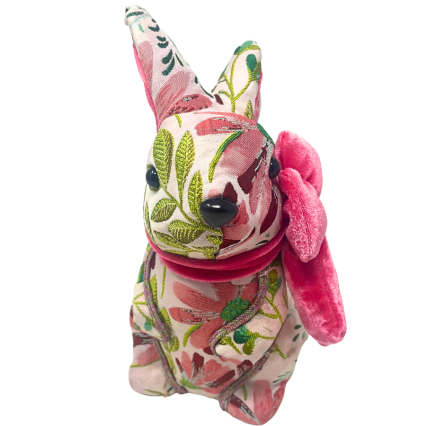 9" Pink & Green Fabric Easter Bunny