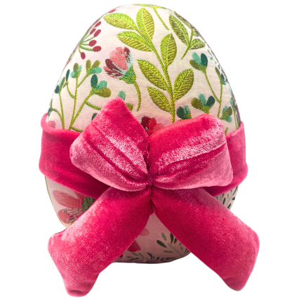 7.5" Pink & Green Fabric Easter Egg - Greenery