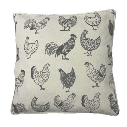 Rooster/Chicken Pillow - Beige & Grey