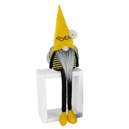 18.5" Sitting Bee Gnome w/Wings - Yellow Hat