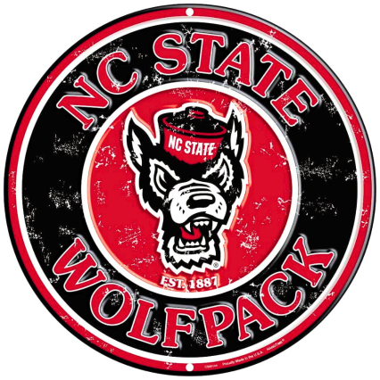 12" NC State Wolfpack Circular Sign