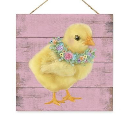 10" Square Easter Sign - Chick