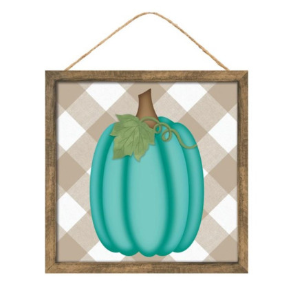 10" Square Tall Pumpkin Sign - Teal