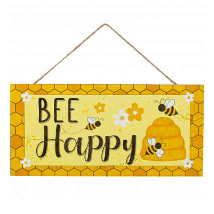 12" Bee Happy W/ Honeycomb Sign