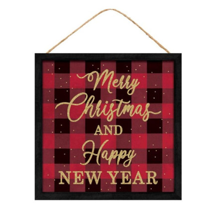 10" Square Merry Christmas/Happy New Year Sign