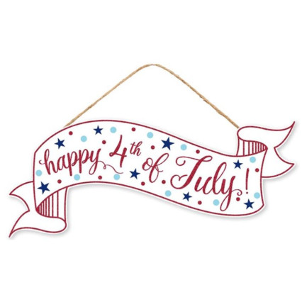 15" Glitter Fourth of July Banner Sign