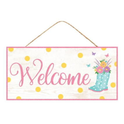 12.5" Welcome Glitter Boots Sign