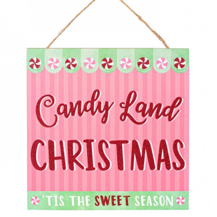 10" Square Candy Land Christmas Sign