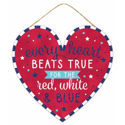 12" Heart Beats True - Glitter Border Sign