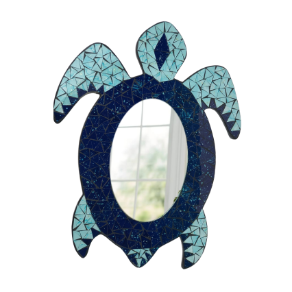 14"L Mosaic Glass Turtle Wall Mirror