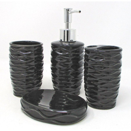 Black 4-piece Ceramic Bath Accessory Set