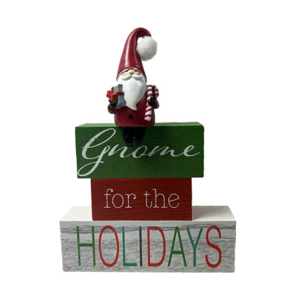 Gnome for the Holidays Wooden Block Decor