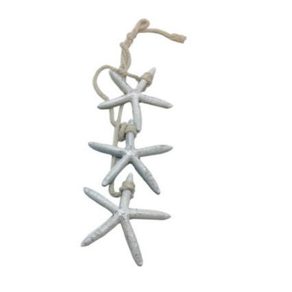 19.5" Triple Stack Starfish on Rope - White
