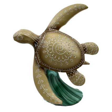 10"H Mandala Sea Turtle Riding Wave