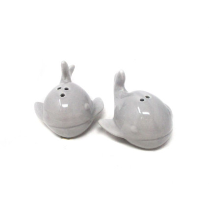 Ceramic Whale Salt and Pepper Shakers
