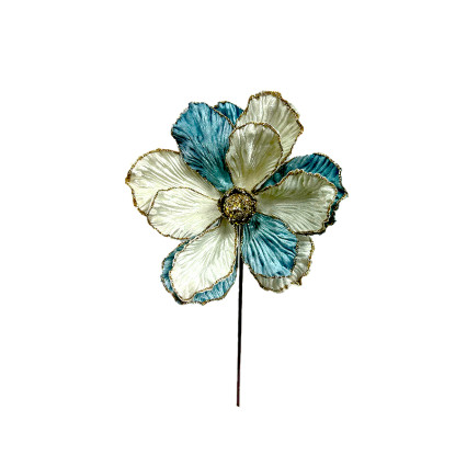 20" Blue/Gold Magnolia Stem