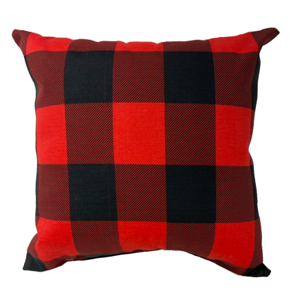 17" Red & Black Buffalo Plaid Outdoor Pillow