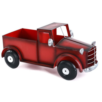Metal Antique Truck Planter-Red