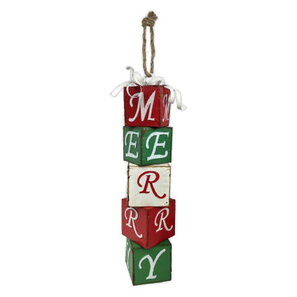 21" Metal Red, Green, & White Merry Stack Hang