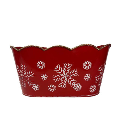 Metal Snowflake Oval Container - Small