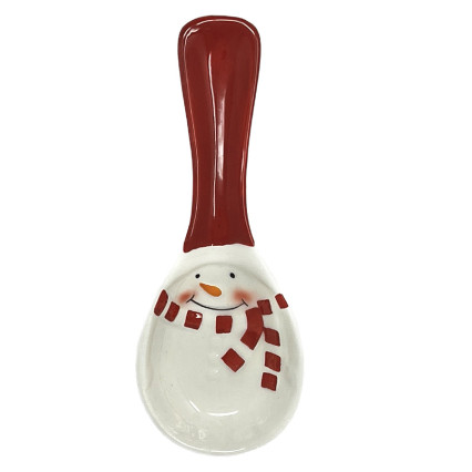 Ceramic Red & White Snowman Spoon Rest