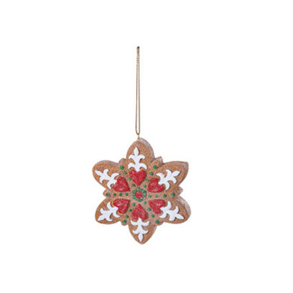 Resin Snowflake Cookie Ornament - Big Red Hearts Center