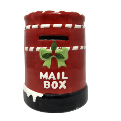 8.5" H Ceramic Holiday Mailbox Cookie Jar