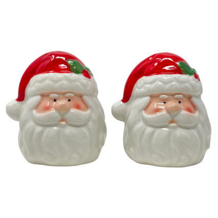 Ceramic Santa Face Salt & Pepper Shakers