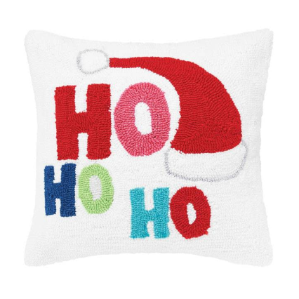 Ho Ho Ho Hooked Throw Pillow