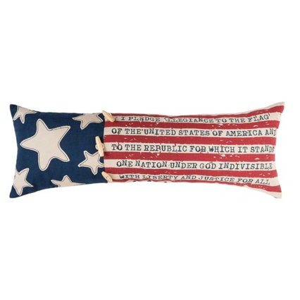 28"L  American Flag Lumbar Indoor Pillow
