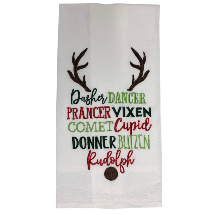 Santa's Reindeer Dish Towel