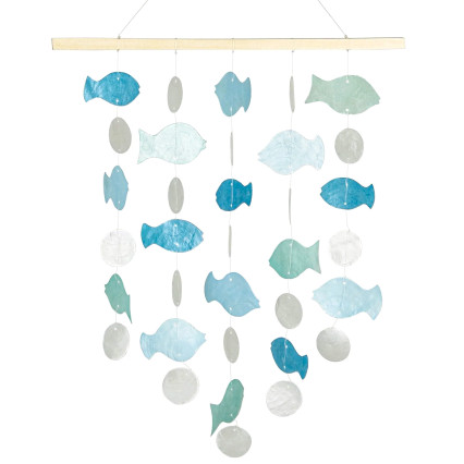 21"x12" Fish Capiz Chime Inline- Blue