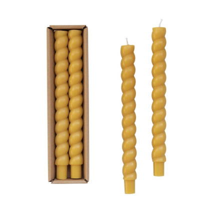 2pc Twisted 10" Taper Candles-Honey