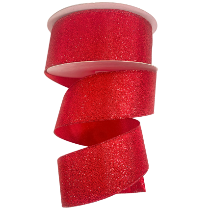 2.5" x 100ft Red Glitter Ribbon