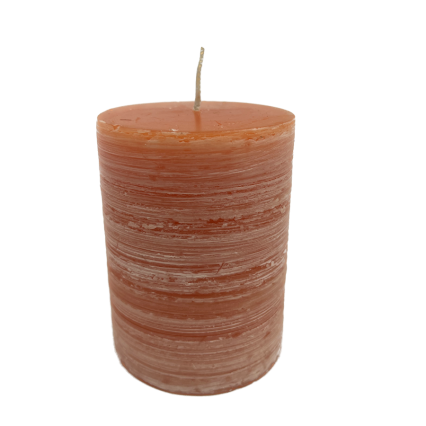Brush Pillar Candle - Orange - 3" x 4"