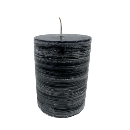 Brush Pillar Candle - Black/Gray - 3" x 4"