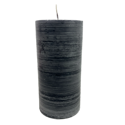 Brush Pillar Candle - Black/Gray - 3" x 6"