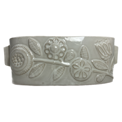 10.5"L White Floral Pattern Vase