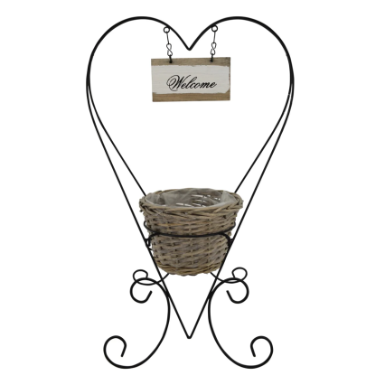 Metal Heart Plant Stand w/ Basket