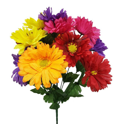19" Gerber Daisy Bush- Red Purple Yellow Fuchsia