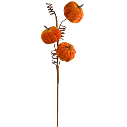 22" Triple Velvet Pumpkins Pick