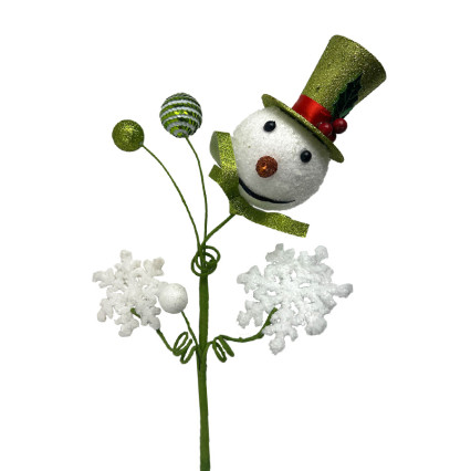 23" Snowman Snowflake Spray - Green