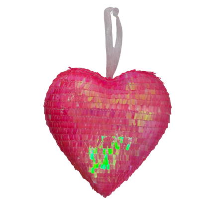 6" Pink Sequin Heart Ornament