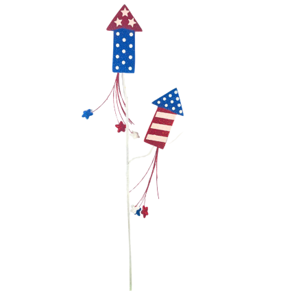 28" Patriotic Glitter Rocket Pick