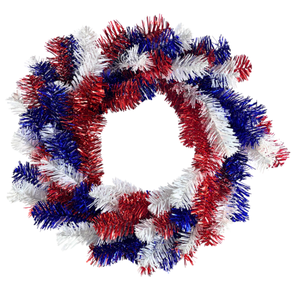 20" Red, White, & Blue Tinsel Wreath